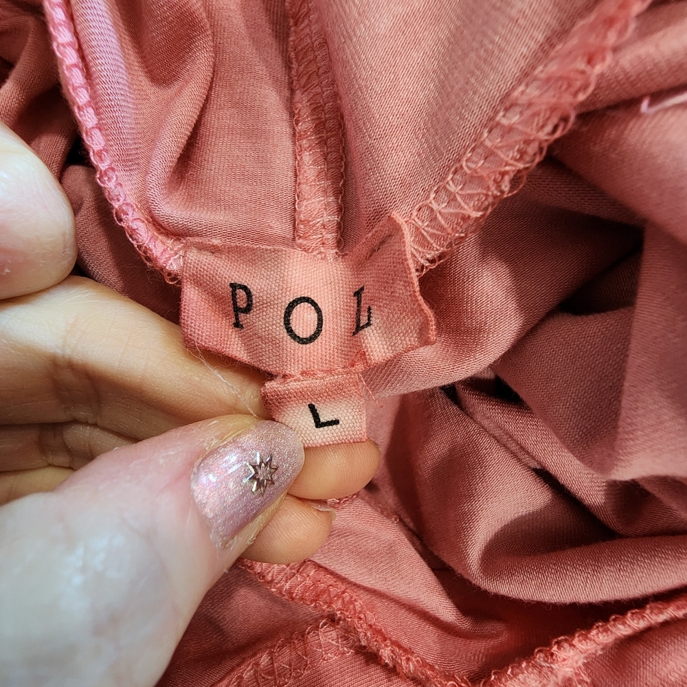 POL Lace Crochet Tunic Hoodie Lightweight Corded Drawstring Coral size Large - Picture 5 of 10
